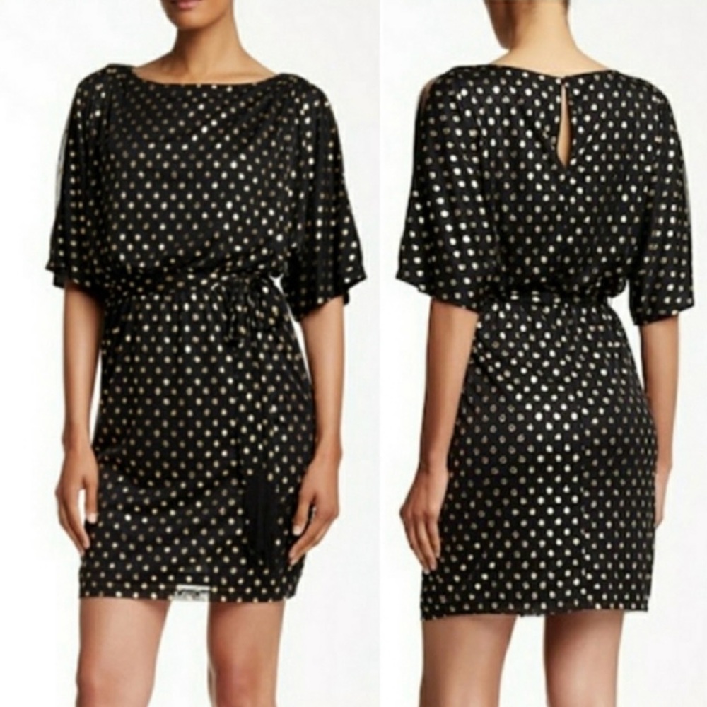 Jessica Simpson Black Gold Cold Shoulder Dress NWT Sz 4